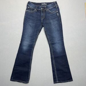 Silver Jeans Women‎ 26 Suki Surplus Slim Bootcut Low Rise Dark Wash